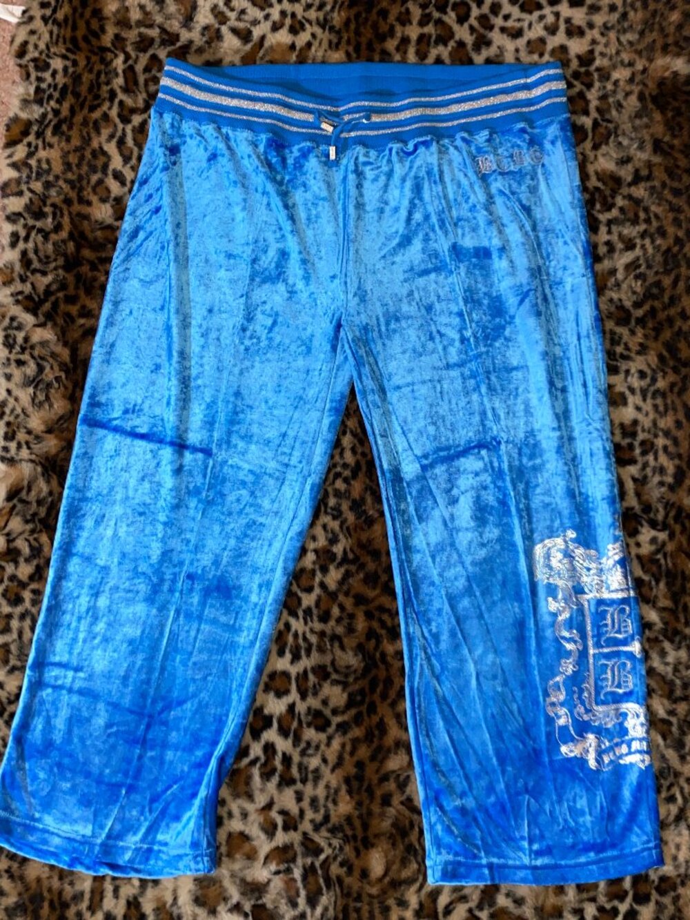 💙 BCBG Paris Blue Velour Track Pants NWT ✨ Y2K Lounge Glam